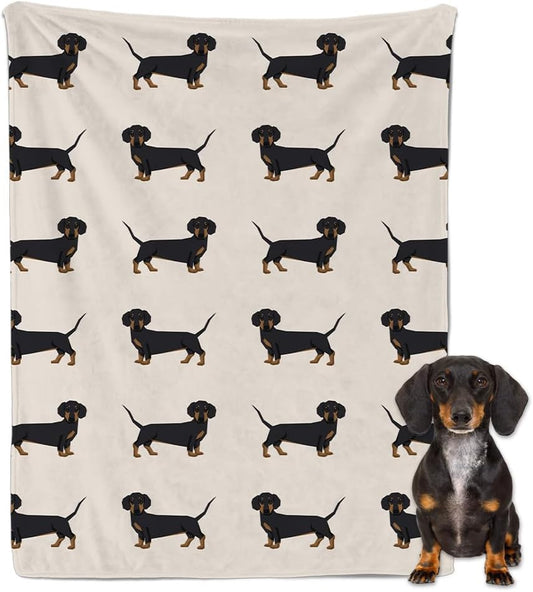 Cute Wiener Dog Dachshund Throw Blanket Fannel Fleece Super Soft Funny Blanket Travel Throw Blanket for Bed Couch Sofa 40 x 50 Inch for Kid