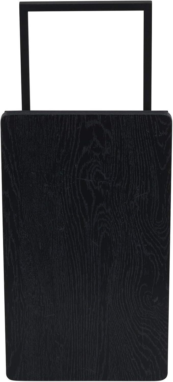 Household Essentials Jamestown C-Shaped for Accessibility Side End Table Black Oak Wood Grain and Black Metal
