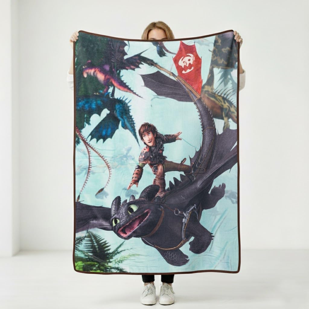 Silver Buffalo How to Train Your Dragon Hiccup and Fury in Jungle 45" x 60" Fleece Throw, Soft and Cozy Blanket, 250 GSM