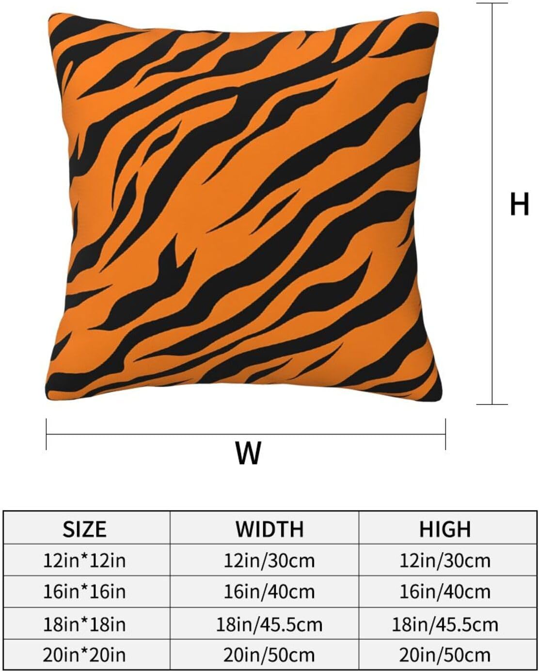 All-Season Square Pillow Covers 18"X18", Orange Tiger Leopard, Decorative Throw Pillow Covers For Sofa Bed Couch, Hidden Zipper Cushion Cover, Square Lumbar & Accent Pillowcases For Home Decor