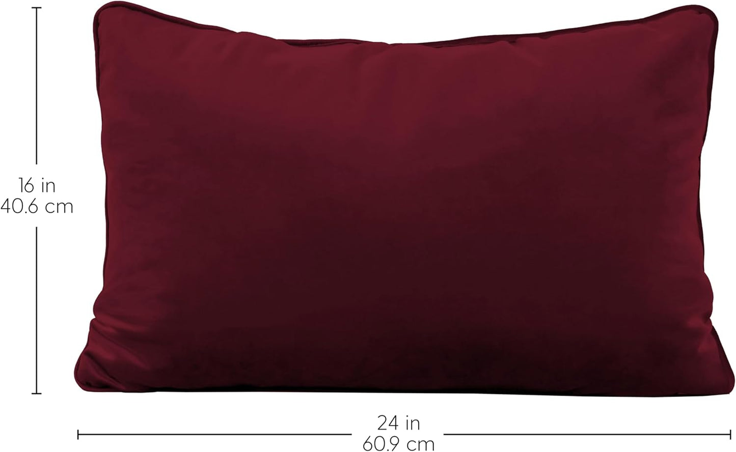 FDP 16" x 24" Velvet Rectangle Lumbar Pillow Set with Piping Decorative Throw Pillow for Home Dcor in Living Room, Bedroom or Lounge (2-Pack) - Bordeaux, 15160-349