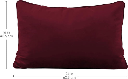 FDP 16" x 24" Velvet Rectangle Lumbar Pillow Set with Piping Decorative Throw Pillow for Home Dcor in Living Room, Bedroom or Lounge (2-Pack) - Bordeaux, 15160-349