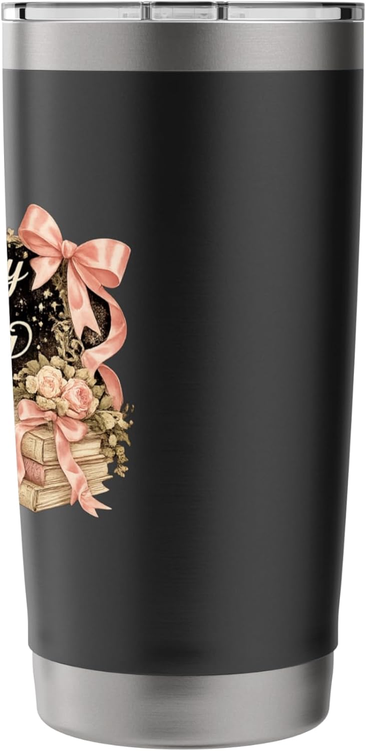 Too Pretty to Stop Reading Vintage Coquette Book Lover Bow Stainless Steel Insulated Tumbler