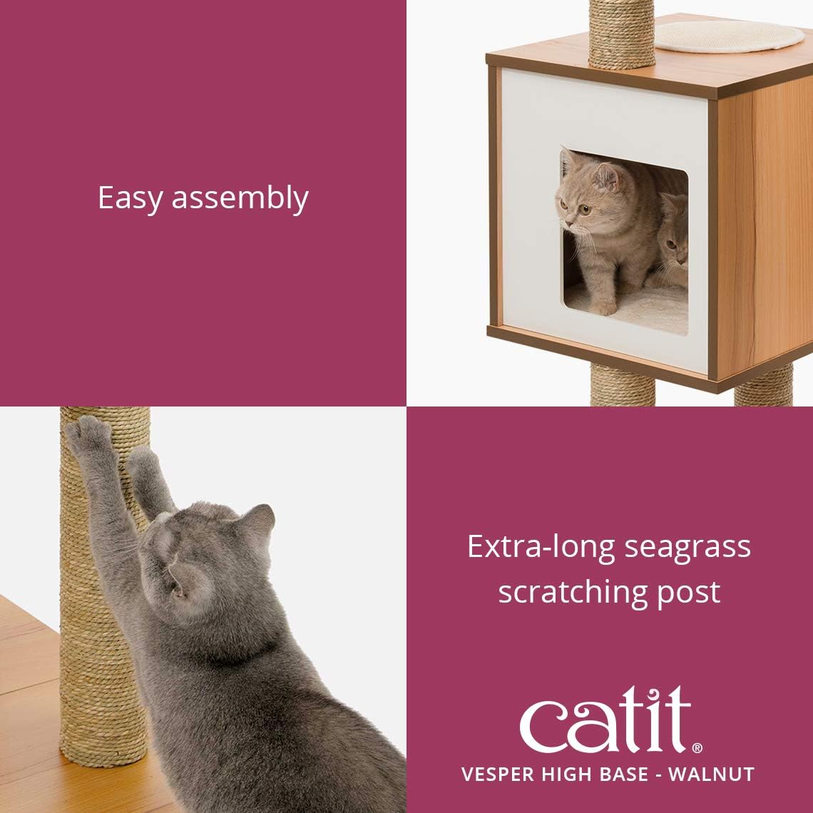Vesper Cat Tree, High Base, Walnut, 52045