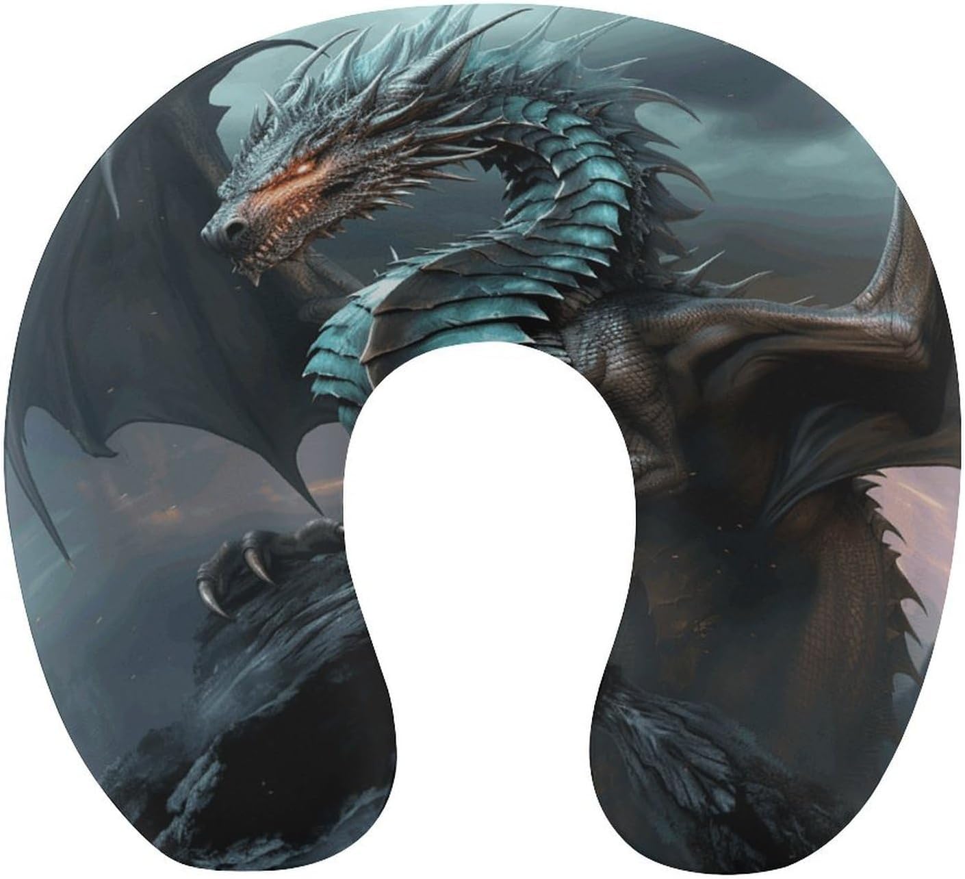 Cool Dragon Neck Pillow Memory Foam U Shaped Pillows Portable Pillows for Shoulder Travel Head Support Pillow with Concealed Zipper for Airplane Car Home Office