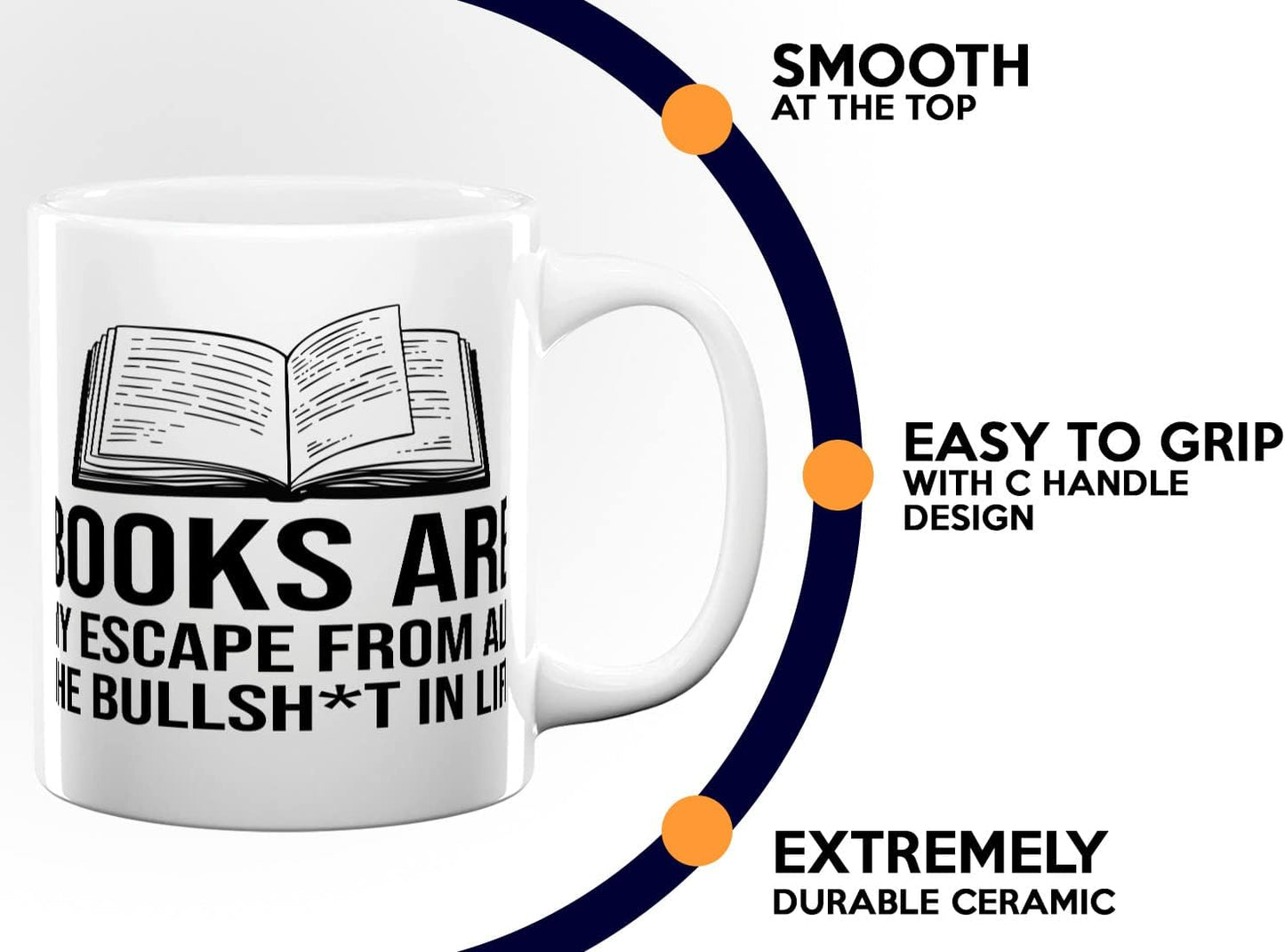Book Lovers Coffee Mug 11oz White -Books are my escape - Gift For Poets Bookish People Bibliophile Librarian Book Club Reader