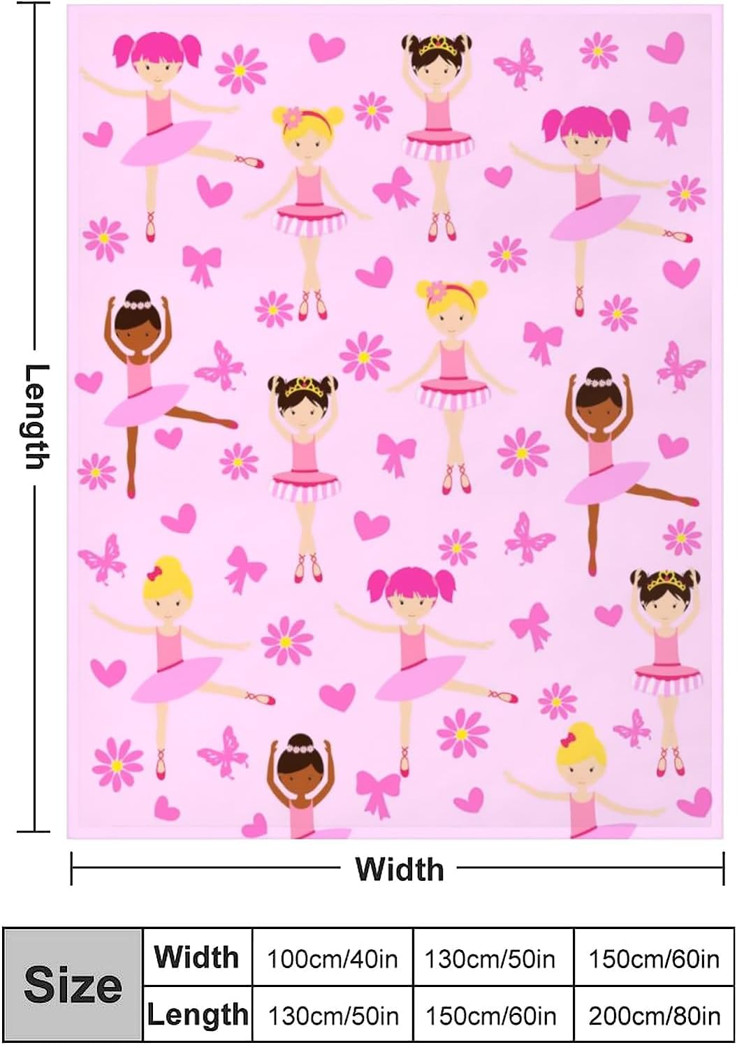 Cute Girl Ballerina Blanket Super Soft Warm Flannel Throw Blankets Dance Blankets for Sofa Couch Bed Decoration Girls Adult All Season Gifts 60"x50"