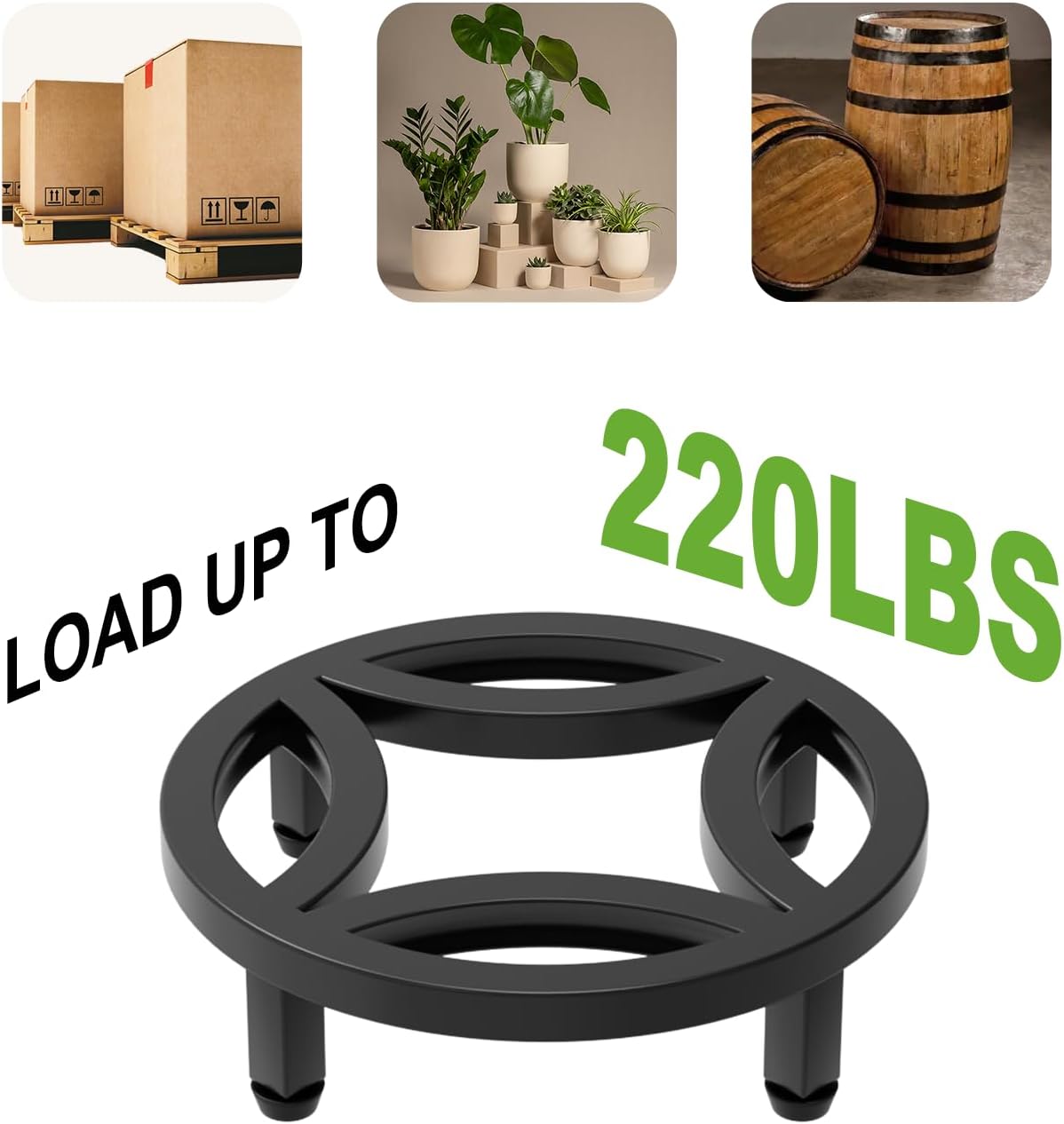 Zhongma 2 Pack 8.7" Fully Assembled Sturdy Potted Plant Stand Flower Pot Holder Heavy Duty Construction, Low Plant Stand for Home Indoor and Outdoor, Sturdy plant riser and saucer without Installation Required