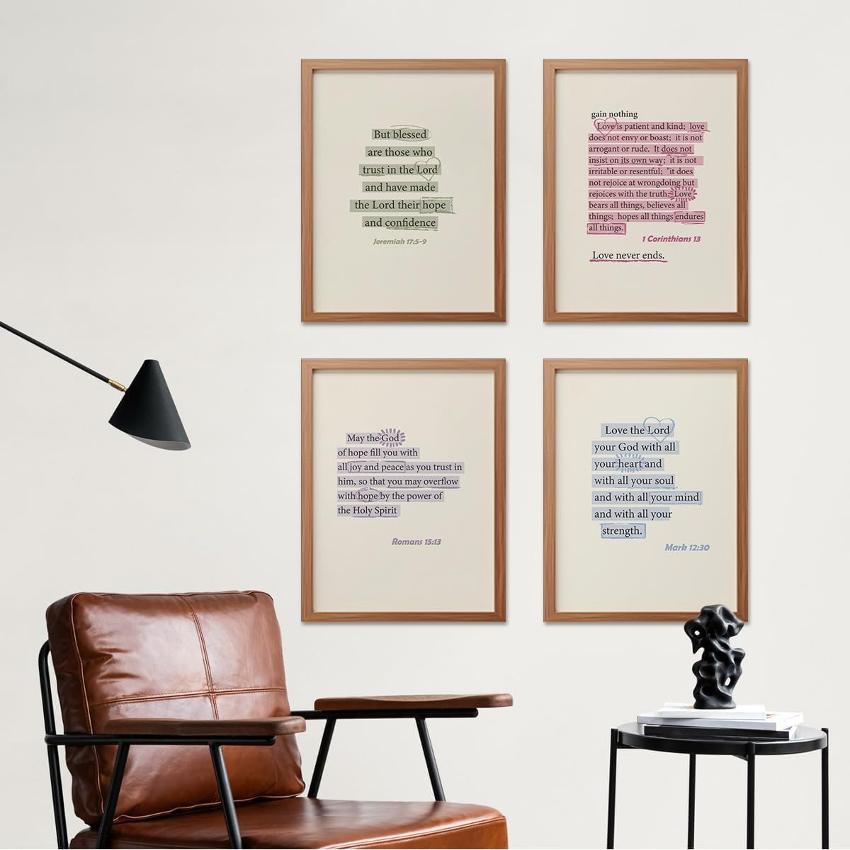 ETVISO Preppy Christian Wall Art Set of 4, Dorm Decor for College Girls, Inspirational Bible Verses Wall Art Prints for Women Girl Bedroom Decorations，Teen Girl Room Decor 12x16 (Unframed)