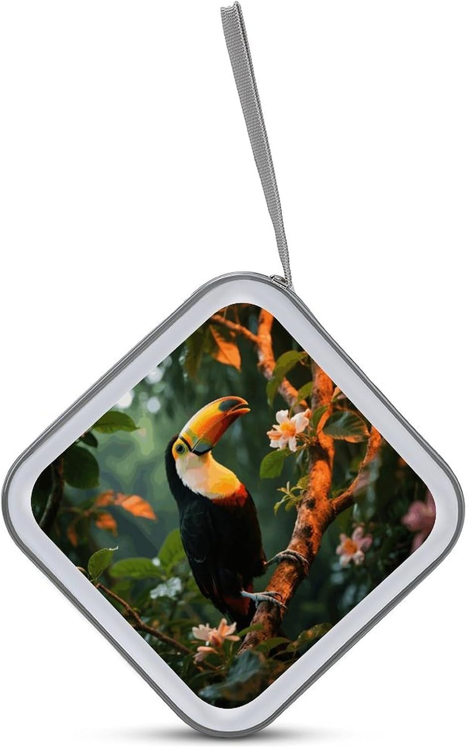 Toucan on The Tree CD Case Portable Zipper CD Case 40 Capacity Hard Plastic DVD Cases Holder Large Storage Disc Wallet Bag for Car Home Travel DVD Collection Bag
