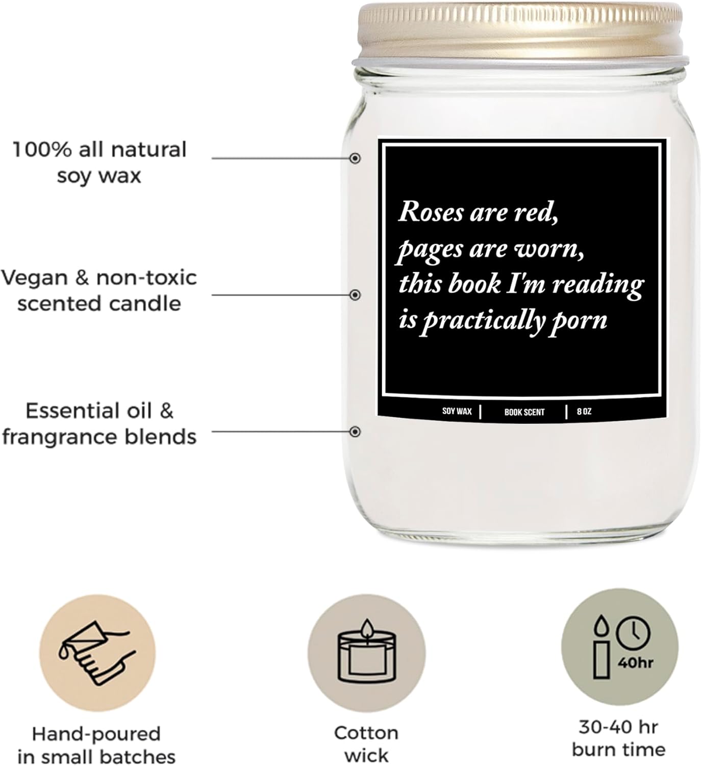 You Nique Designs Smut Candle 8oz - Adult Readers Gifts - Smutty Book Lovers Surprise Ideas, Funny Smut Reader Presents - Smut Book Merch - Smutty Reading, Smut Gifts