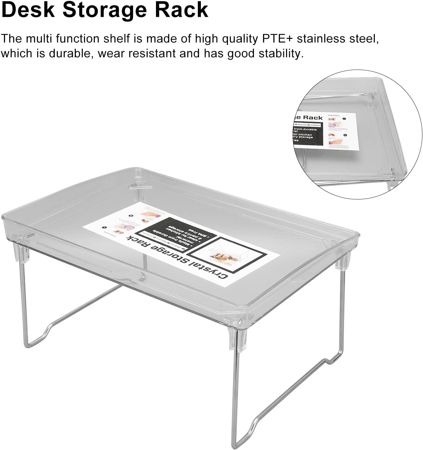 Laptop Stand, Portable Lap Desk Bed Table, Folding Table, Premium Stainless Steel Desk Organizer With PET Top, Elegant Rack for Office, Space-Saving Design