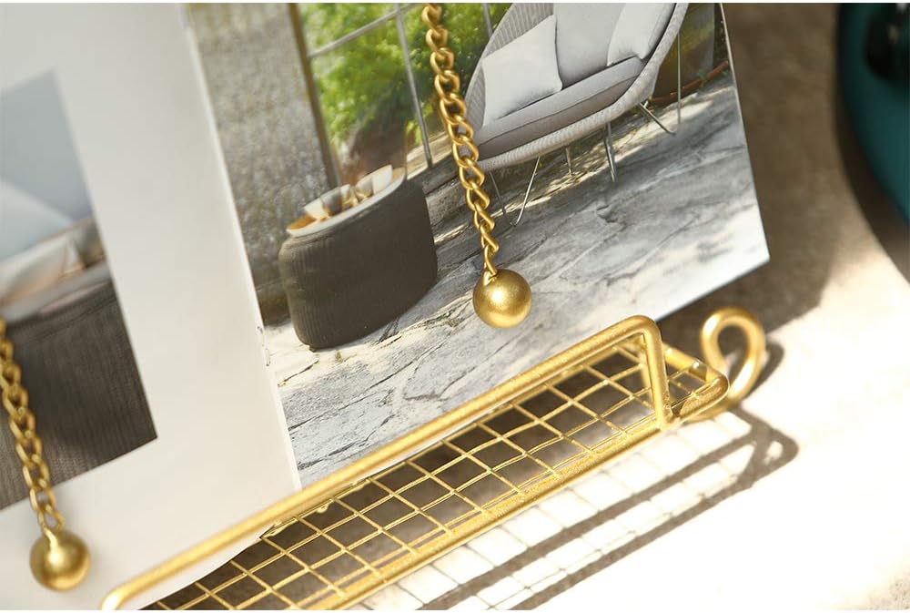 Jemeni Cookbook Stand for Kitchen, A Recipe Easel is Metal Birdcage Shaped with 2 Weighted Chains, Gold…