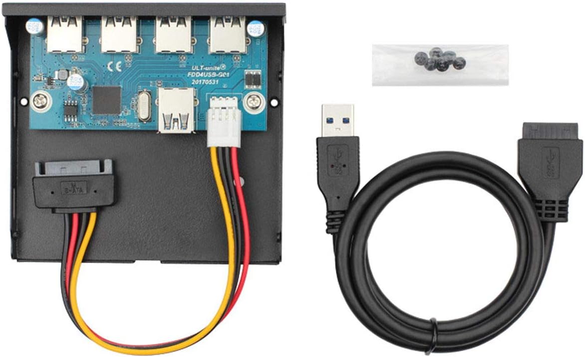 Cablecc USB 3.0 HUB 4 Ports Front Panel to Motherboard 20Pin Connector Cable for 3.5" Floppy Bay