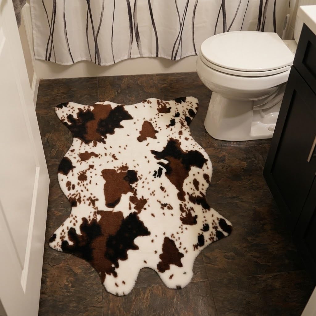 MustMat Cow Print Rug,Faux Cowhide Area Rug for Bedroom,Nursery,Living Room,Western Party Decorations 2'6''×3'7''