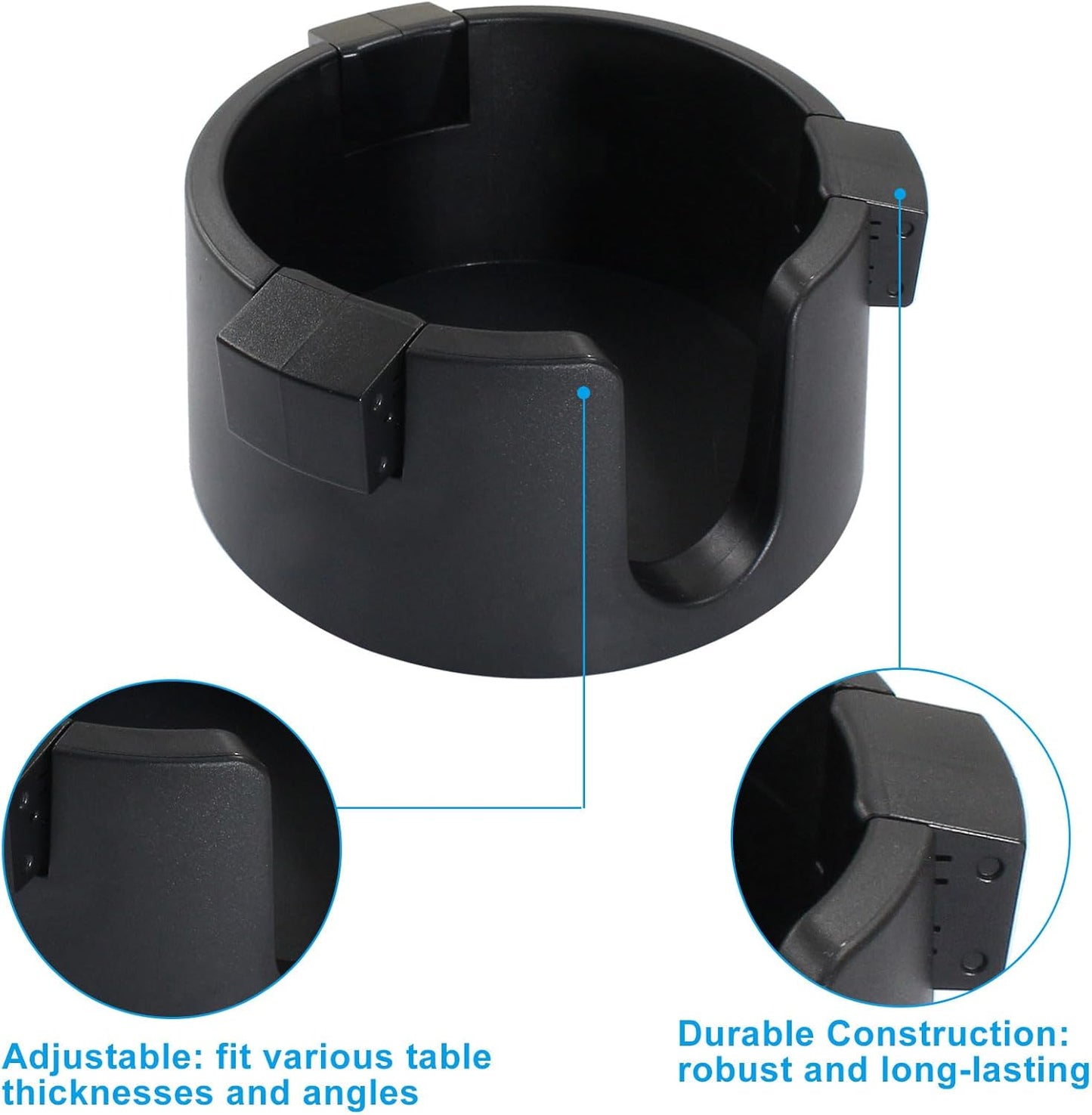 Black Anti-Spill Cup Holder, Adjustable Spill Proof Drink Cup Holder, Non-Tipping Table Coaster for Home Bed Couch Office RV