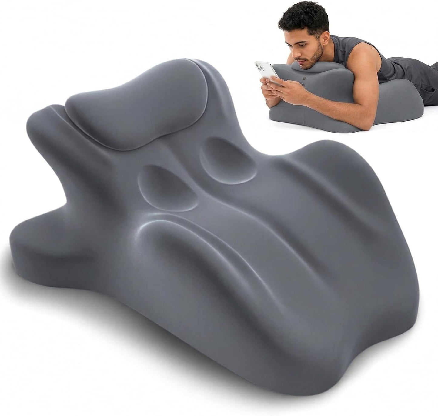 Multi Functional Memory Cotton Prone pad, Prone Position Auxiliary pad, Non Chest Pressure Prone Sleeping Pillow(Grey)
