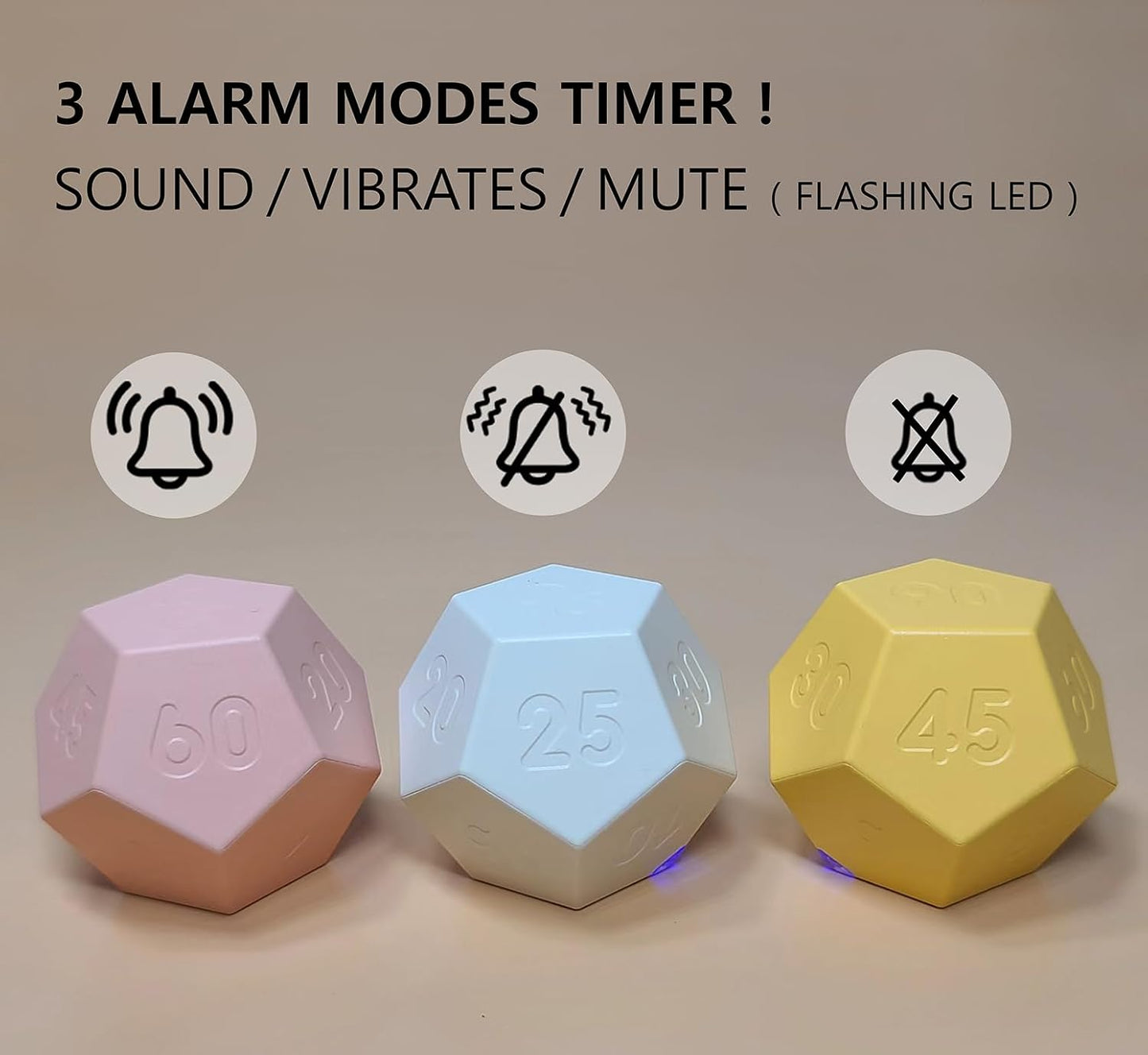 Cube Pomodoro Timer - Flip to Start Countdown, Rechargeable Mini Productivity Timer for Study, Office, 11 Preset Times, Silent/Vibration, Time Management Tool for Kids & ADHD (Yellow)