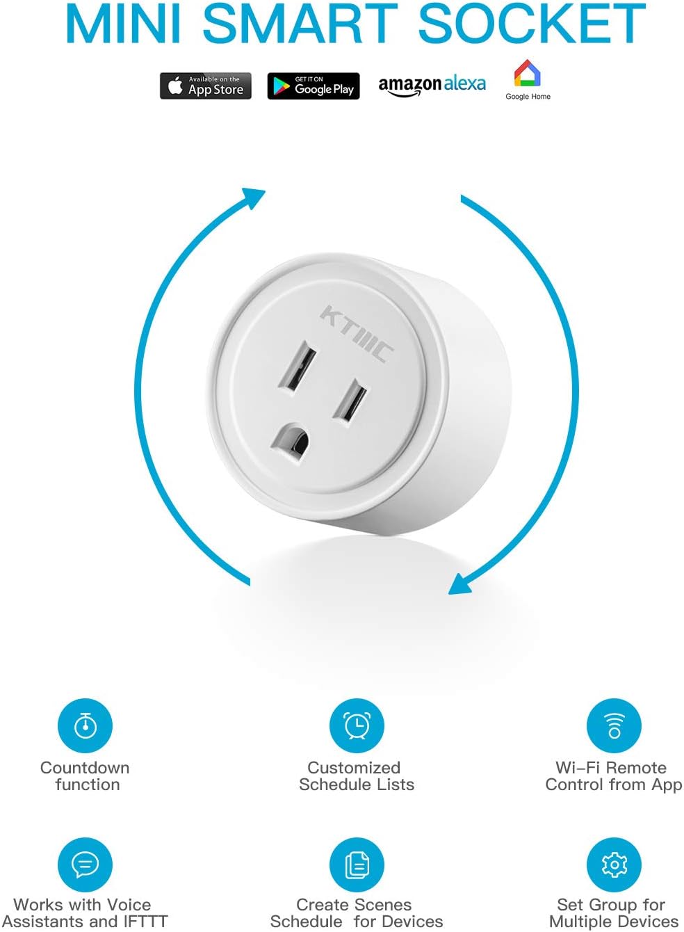 KTMC Smart Plug 4 Pack, Alexa & Google Home Compatible, No Hub Required, Remote Control, ETL Certified