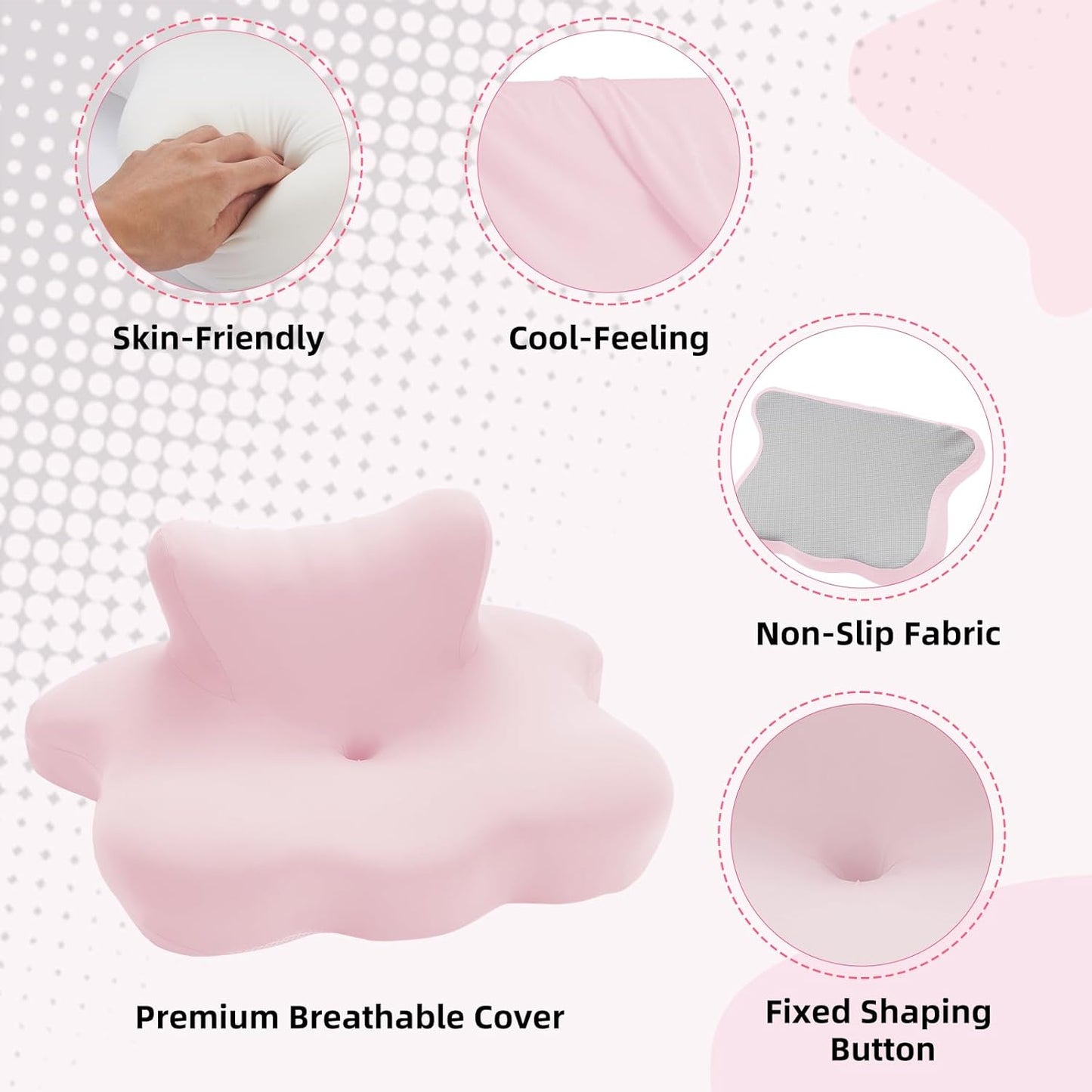 Reading Pillow for Bed, Ergonomic Memory Foam Bed Wedge Pillow for Lying, Headboard, Sleeping, Sitting and Prone, Chin & Back Support Multifunctional Pillows, Pink