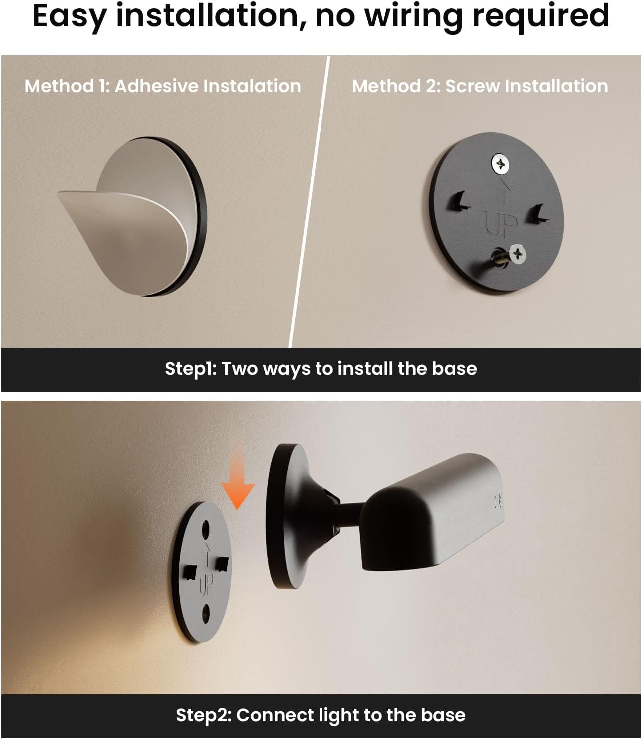 Rechargeable 7500mAh Battery Operated Wall Sconces for Bedroom,LED Wall Lights with Remote Control and Touch,360° Rotation,3 Colors Temperatures Dimmable Black Wall Lamps with 15 RGB Colors,2 Pack