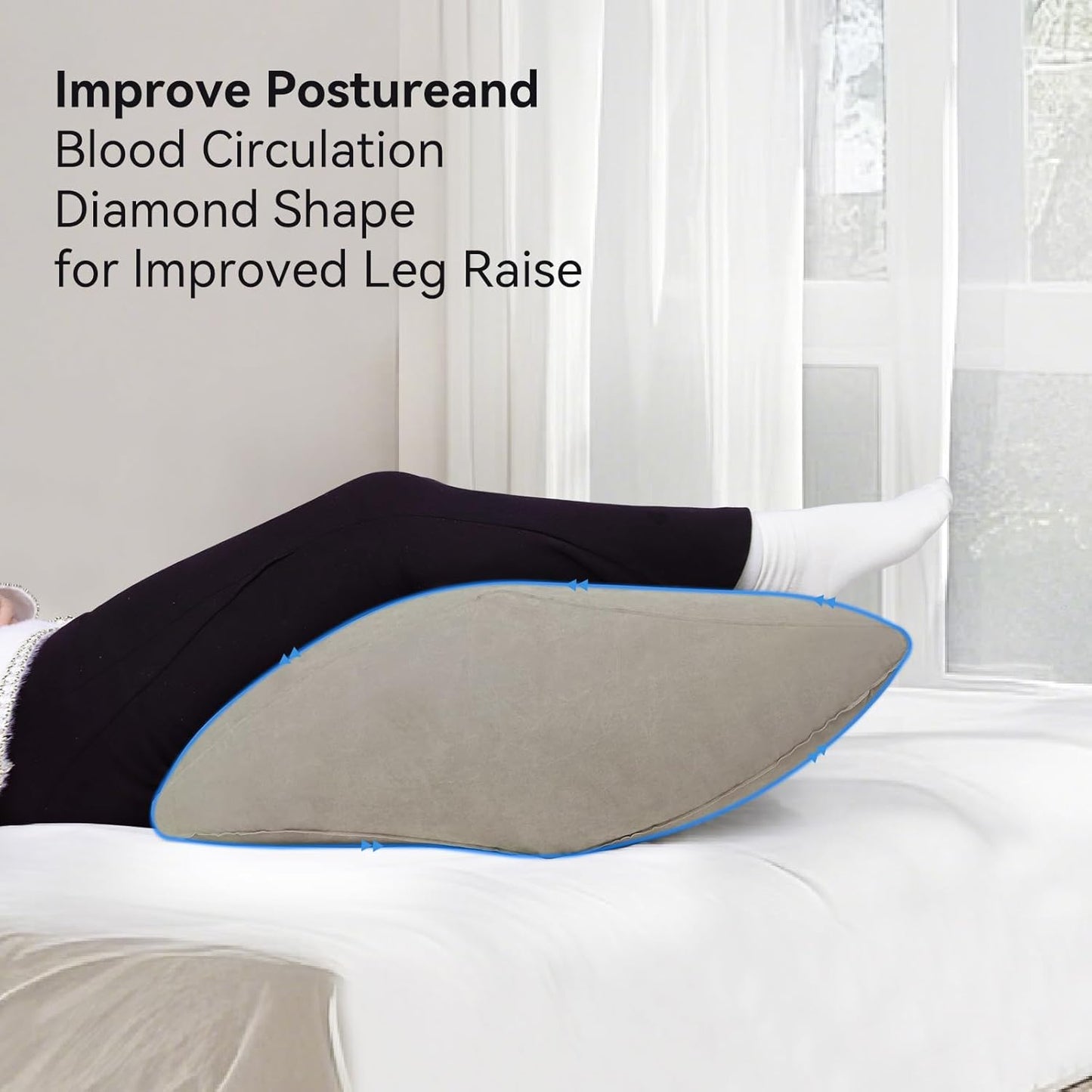 lefeke Inflatable Wedge Pillow for Sleeping,Inflatable Leg Elevation Pillow for Swelling, Circulation, Leg & Back Pain Relief, Portable Leg Pillow with Storage Bag,Breathable Suede Material