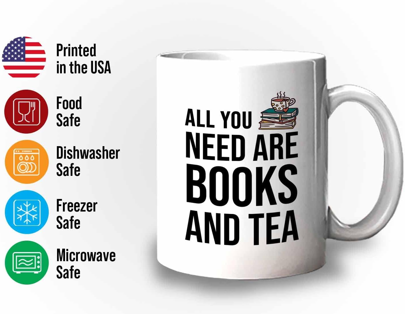 Bubble Hugs Writer Coffee Mug 11oz White - All you need are books and tea - Reading Book Lover for Bookworm Bibliophile Librarians Author Readers Bookish