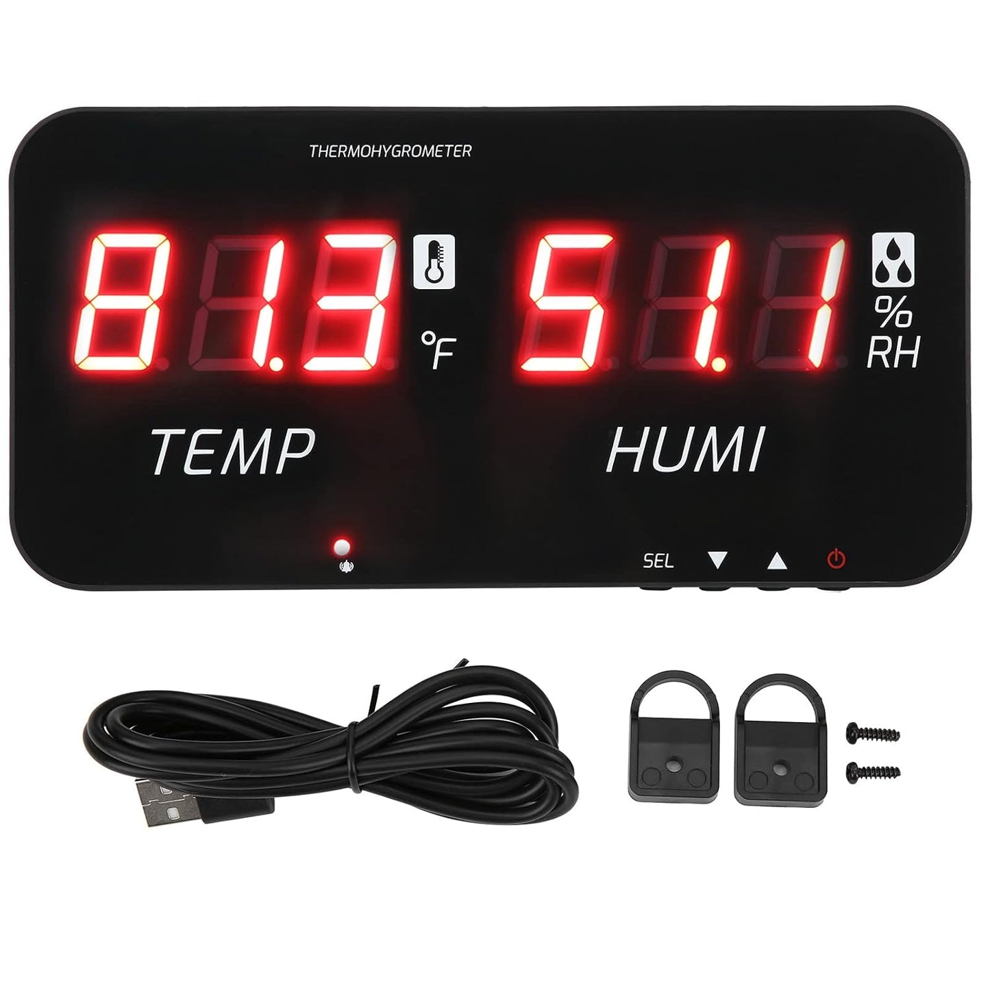 EVTSCAN 12 Inch Large Display Indoor Digital Hygrometer Thermometer, with Alarm Function, 2 Seconds Refresh High Accuracy Temperature Humidity Meter, for Home, Office, Greenhouse