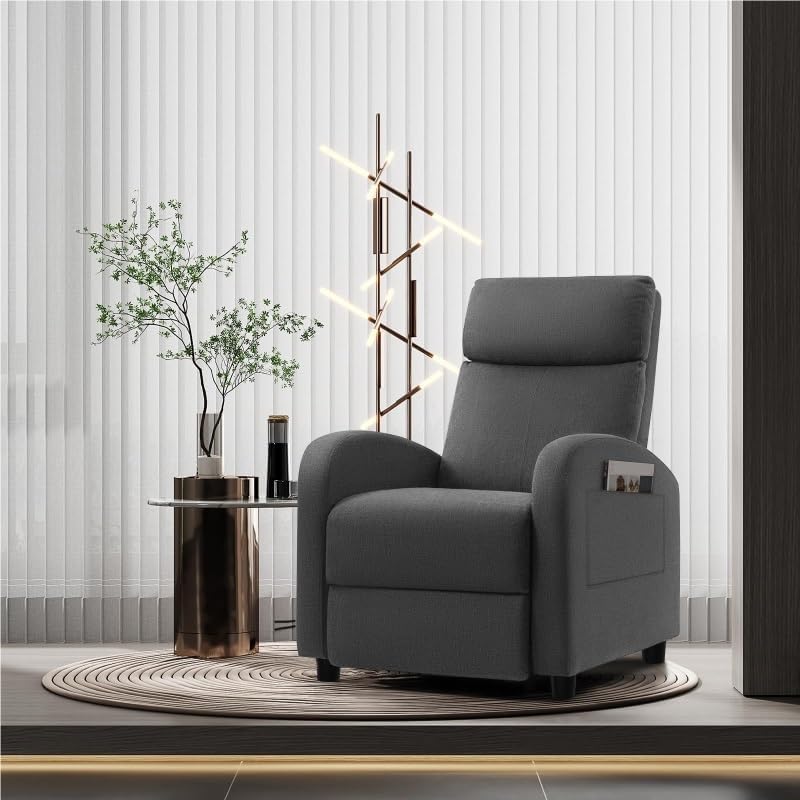 Adjustable Home Theater Single Recliner Chair Sofa Furniture with Thick Seat Cushion and Backrest Modern Living Room Recliners for Bedroom