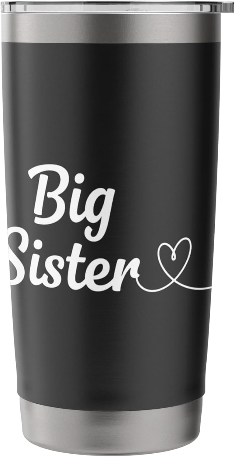Big Sister Script Heart Family Sister Announcement For Women Stainless Steel Insulated Tumbler