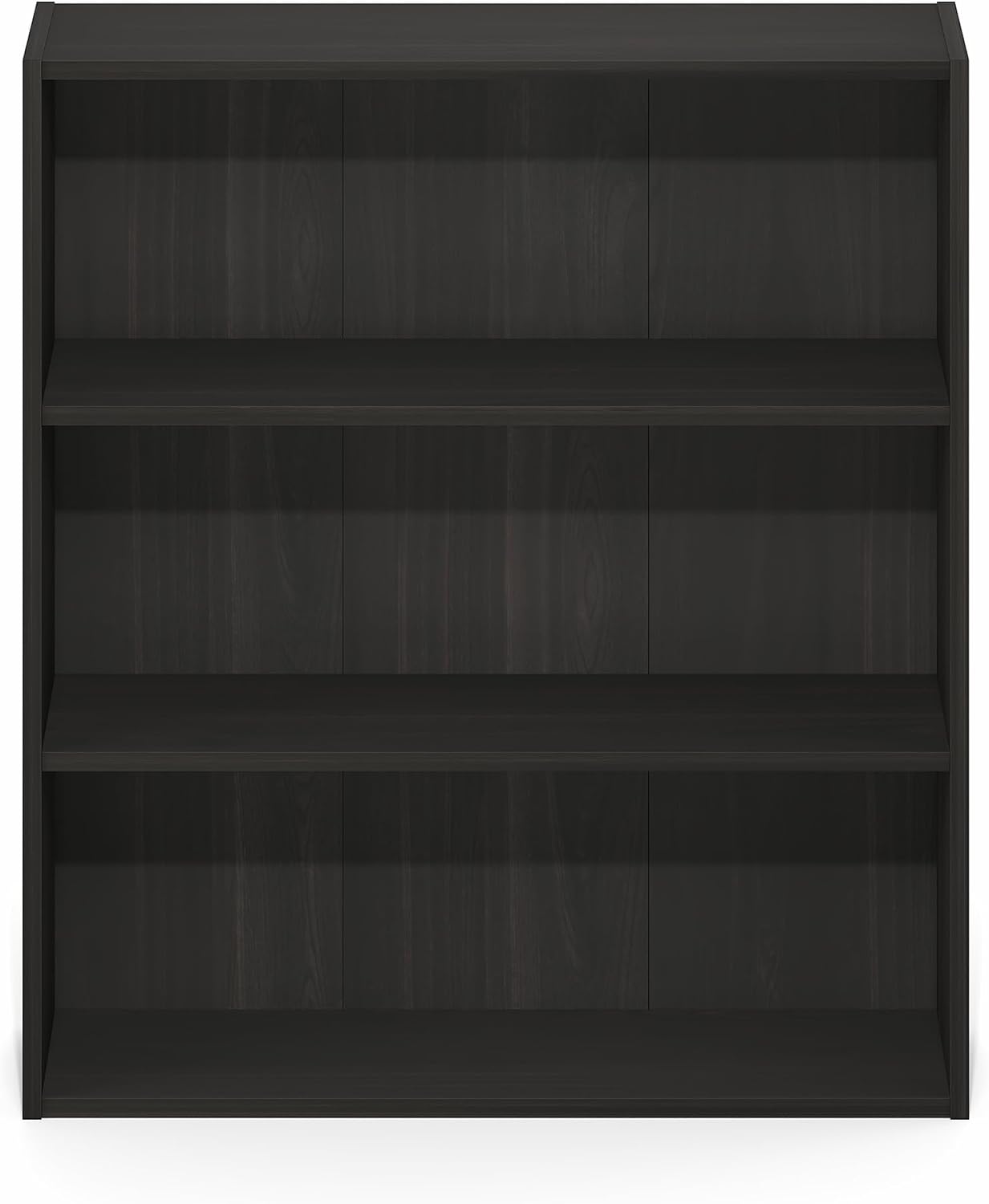 Furinno Basic Book Shelf, 3-Tier Bookshelf, Storage Organizer Bookcase with Open Shelf, 7 x 24 x 26, for Living Room, Bedroom, Home Office, Espresso