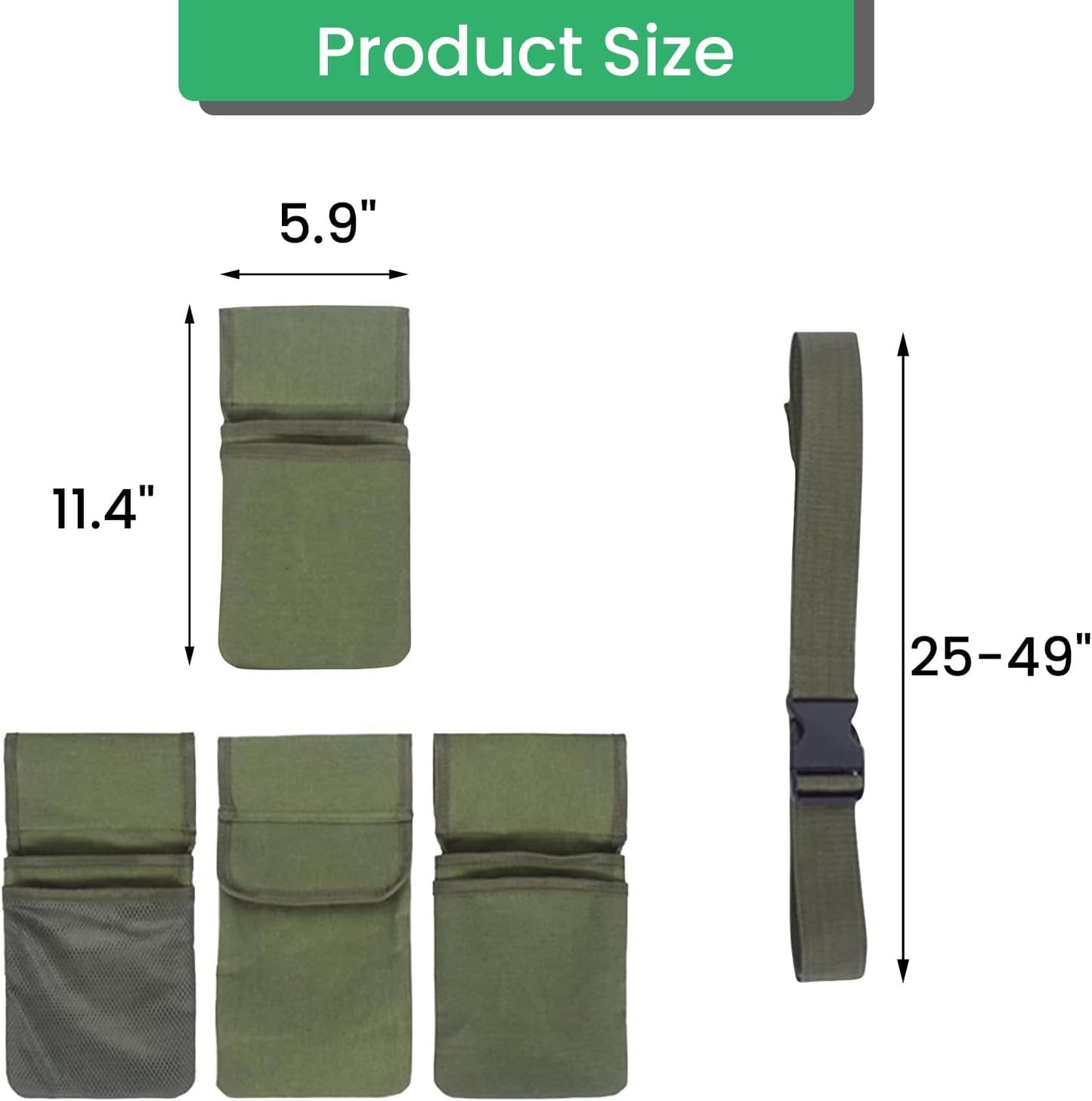 Gardening Tool Belt Bag - Canvas Waist Tool Apron Organizer Hanging Pouch with 4 Pockets for Gardeners Picking Fruit Weeding, Fits Women & Men, Waterproof, 1 Pcs