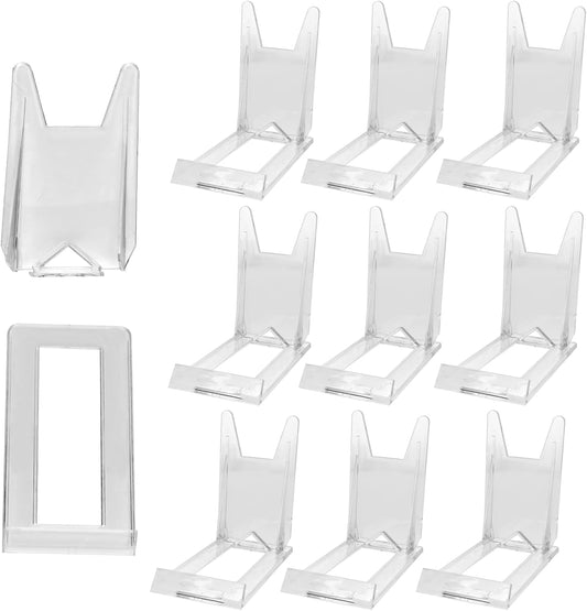 10 Pack Book Display Stands Adjustable Clear Easel Collector Display Holder Acrylic Book Easel Collector Display Stand for Comic Artwork Album CD Magazine Postcard Cookbooks Photos