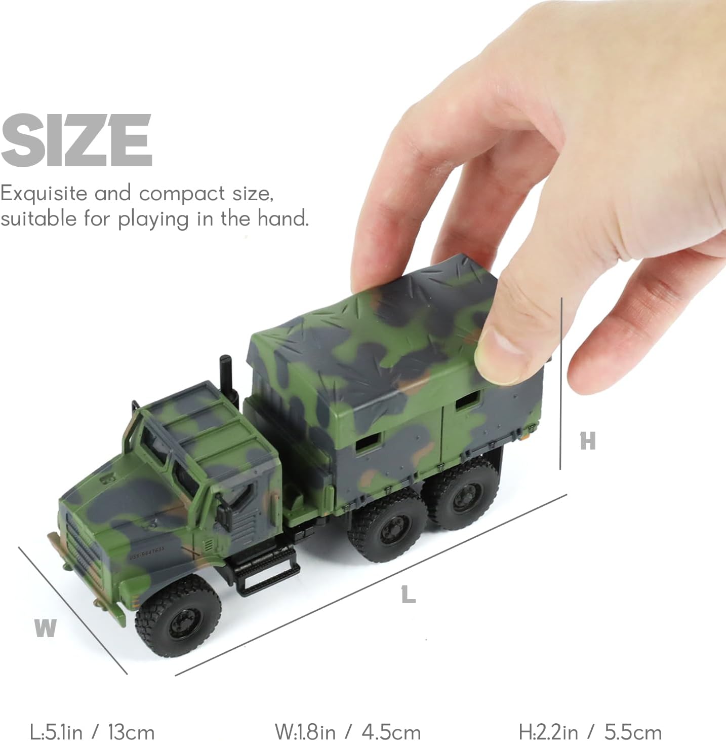 1/64 Tactical Truck Model Military Truck Armored Car Military MTVR MK23 Medium Vehicle Die-cast Metal Model Kit for Collection or Gift (Camouflage Green)