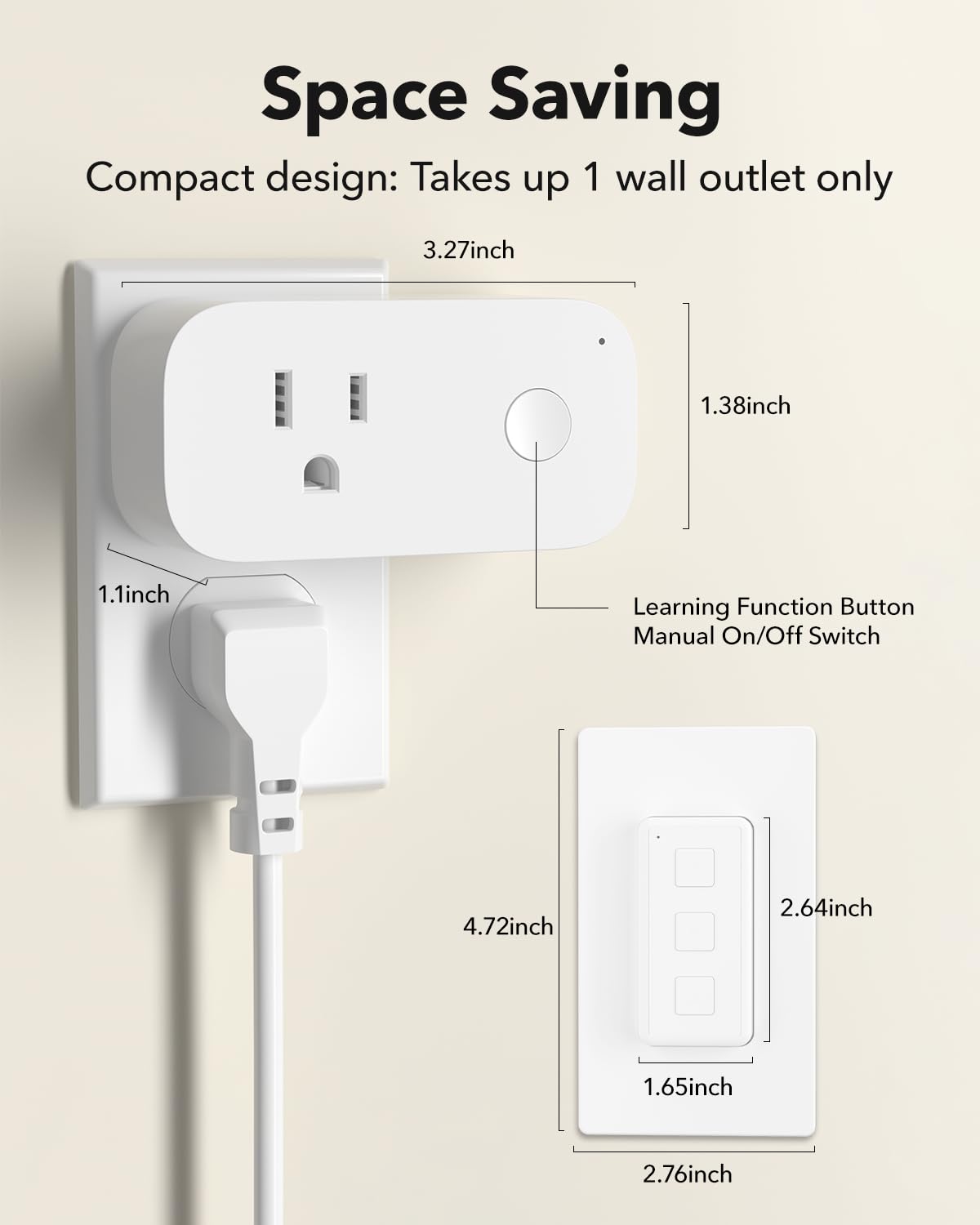 Remote Control Outlet Plug Switch, BN-LINK Wireless Light Remote Switch - Magnetic Removable, No Wiring Needed for Lamps, Lights, Fan, 100ft RF Range, 100ft RF Range, Pre-Programmed