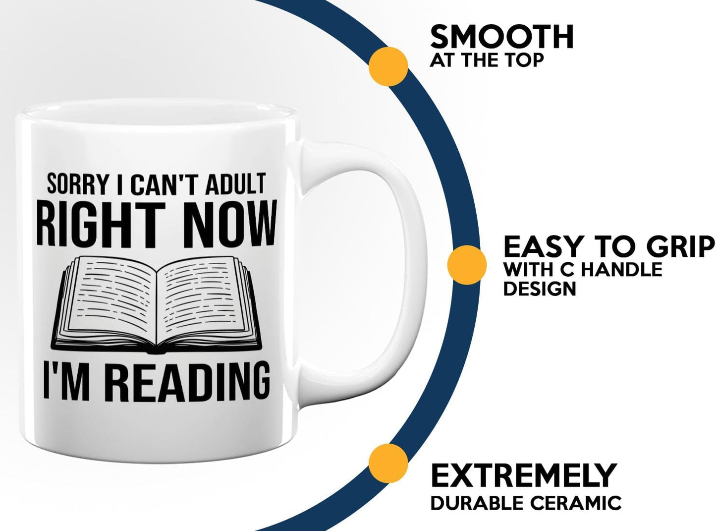 Book Lover Coffee Mug 11oz White -Sorry I cant - Bookworm Literature Library Book Lover Reader Booked Editor Intellectual Studious