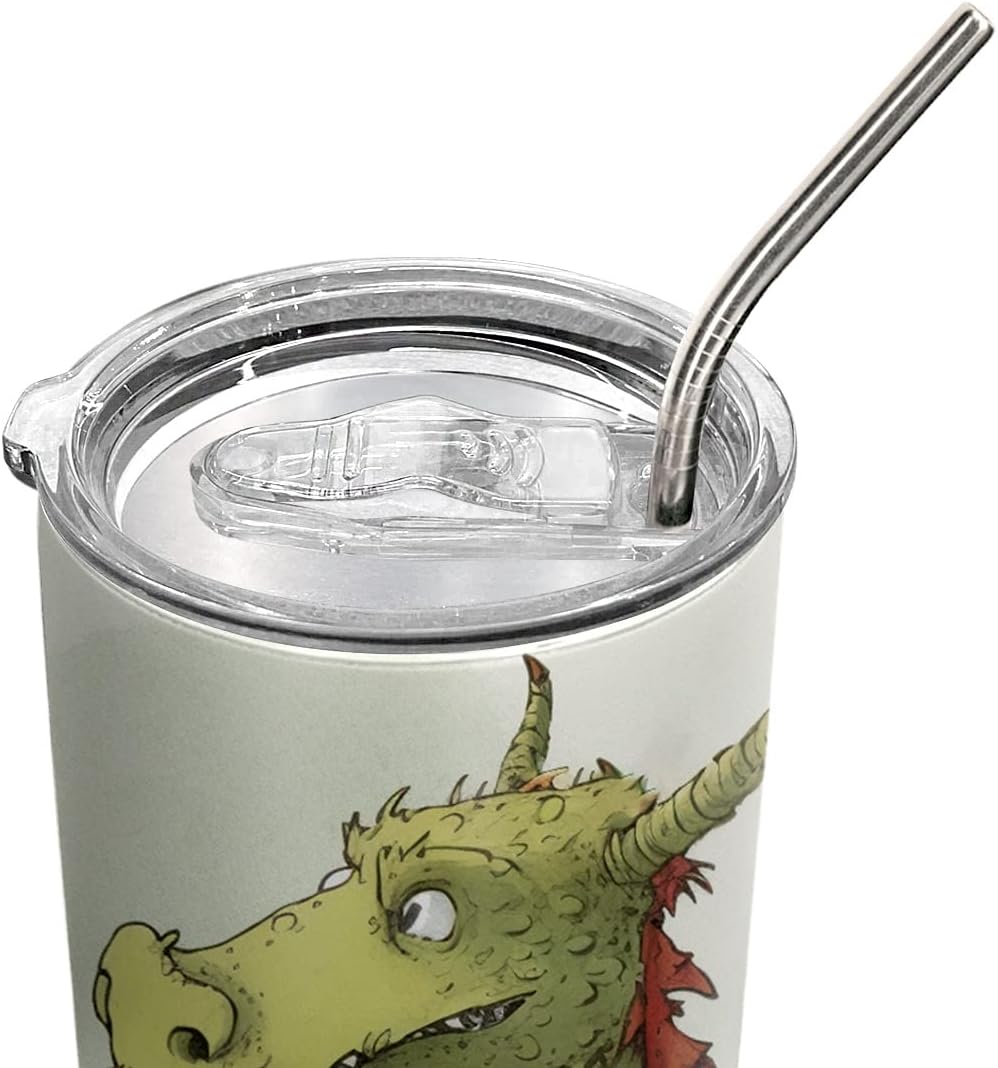 20oz Colorful Painting Book Dragon Tumbler, Librarian, Reading Gifts for Dragon Lovers, Coffee Tumbler for Women, Stainless Steel Double Wall Vacuum Insulated Coffee Mug, Travel Cup with Lid