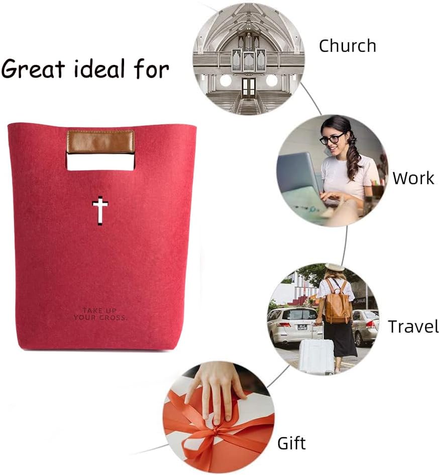 Bible Bags for Women, Felt Carrying Bible Book Case Church Tote Bag Christmas Christian Gift