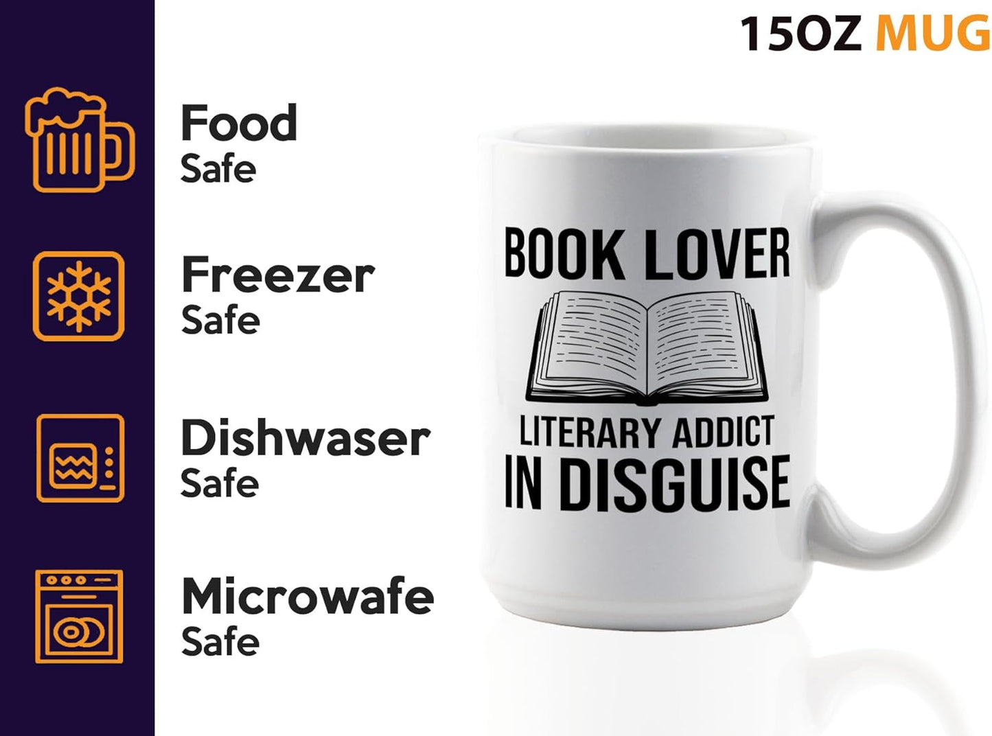 Book Lover Coffee Mug 15oz White -Book Lover Literary - Bookworm Literature Library Book Lover Reader Booked Editor Intellectual Studious