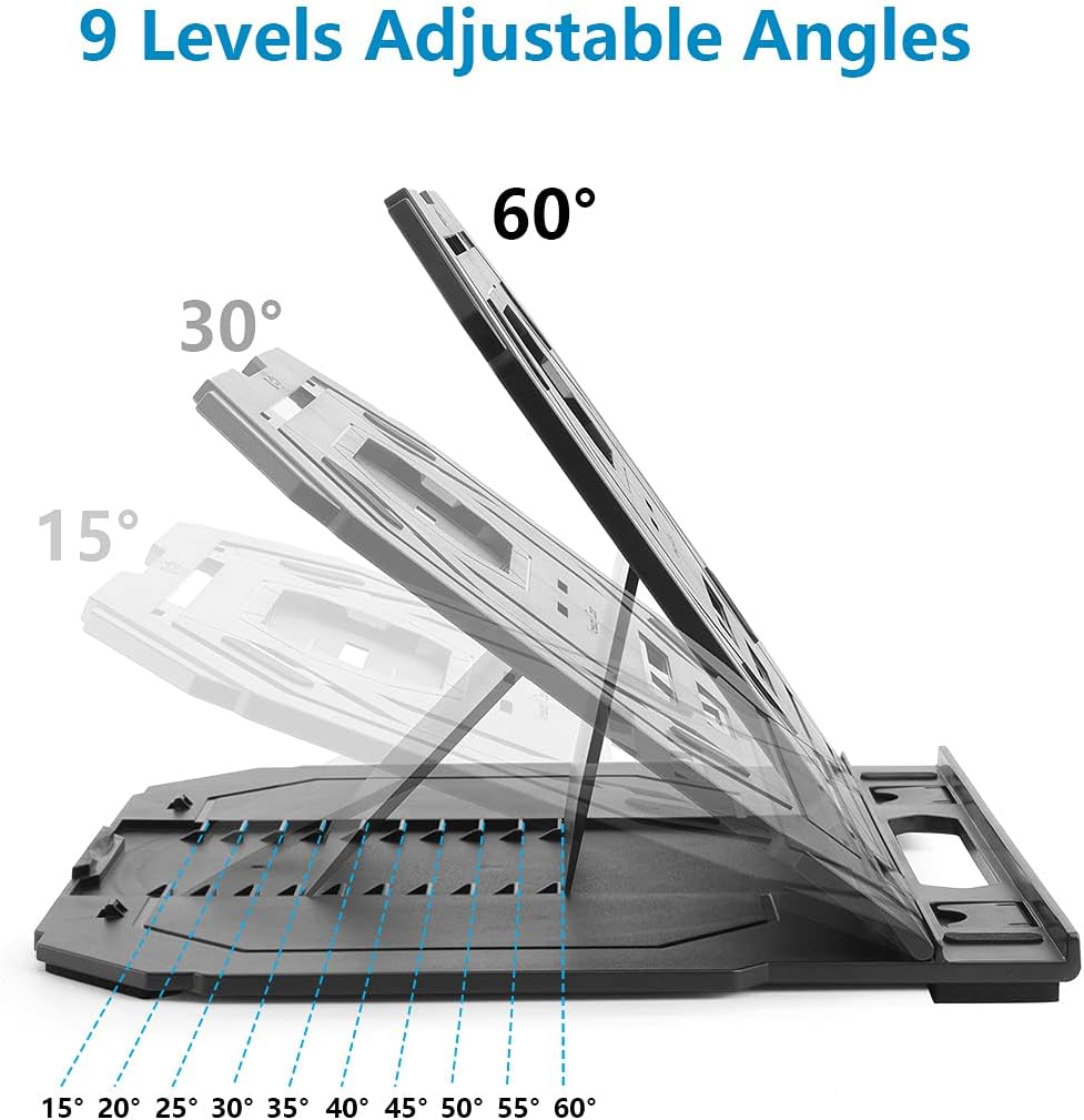Drawing Tablet Stand, Laptop Foldable Stand for Drawing Monitor, 9 Levels Adjustable Angles with a Built-in Phone Holder, for 12-17 inch Drawing Tablet, MacBook, Laptop, iPad, Book, Phone
