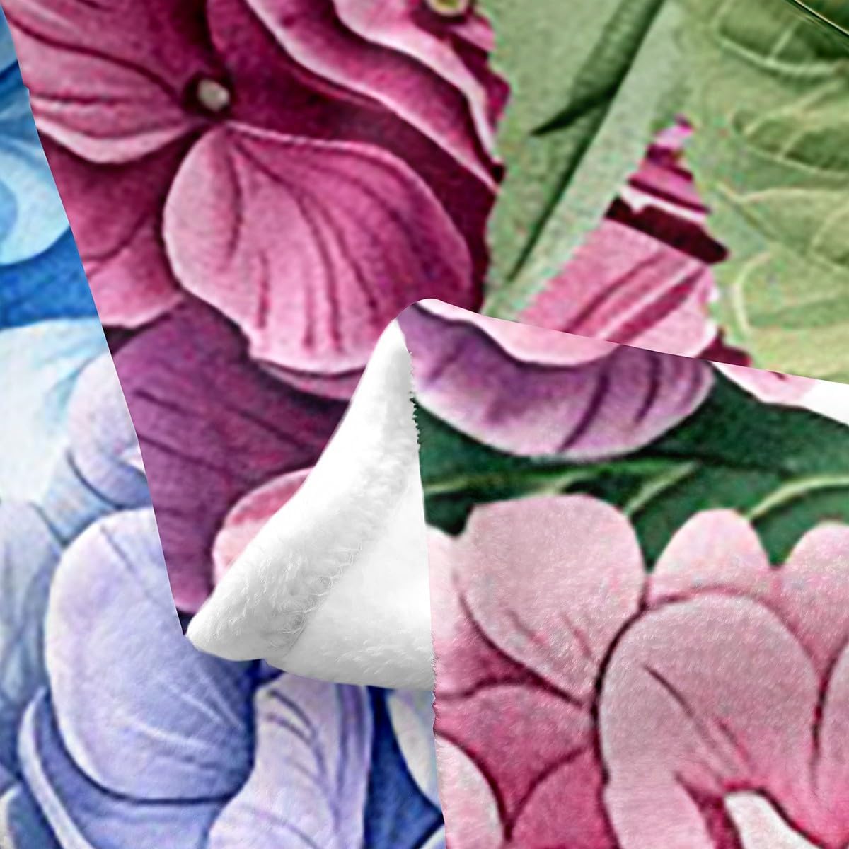 Erosebridal Hydrangea Blanket Throw 50x60,Rainbow Groovy Floral Throw Blankets,Watercolor Vintage Flowers Flannel Blanket,Spring Summer Vibrant Blossom Decor,Blue Purple,Lightweight