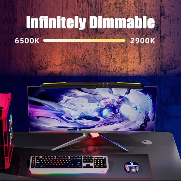 Curved Monitor Light Bar for Curved Monitor, Computer Monitor Lamp Bar with 3 Color Temperature Modes Stepless Dimming, Touch Control Computer Screen Lamp, for Work and Office