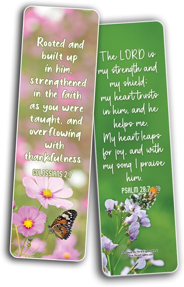 NewEights Bible Verses About Gratitude for Everyday Joy Bookmarks (12-Pack) - Daily Motivational Card Set – Collection Set Book Page Clippers – Ideal for Church Ministry Gifts for Boys and Girls