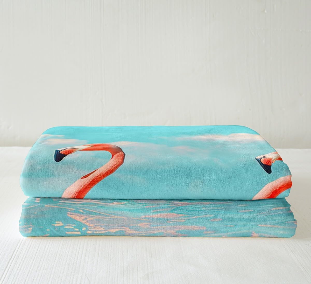 Feelyou Flamingo Sherpa Throw Blanket Bright Animal Plush Blanket Tropical Flamingo Pattern Fleece Blanket for Sofa Bed Couch Teal Ocean Bird Fuzzy Blanket Ultra Soft Room Decor Throw 50"x60"