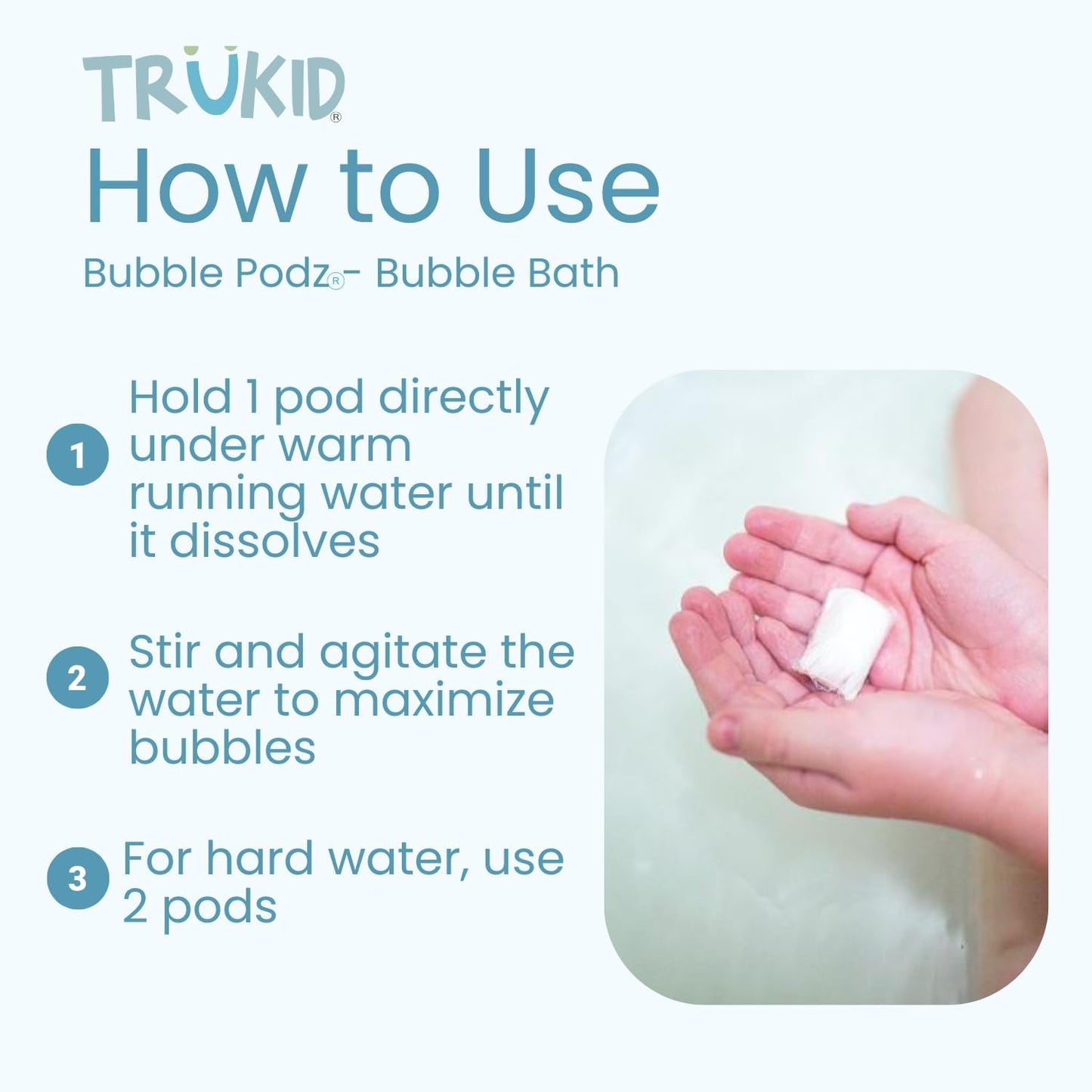 TruKid Bubble Podz Bubble Bath for Kids, Toddlers, & Babies, Tear Free Gentle & Refreshing Bath Bomb for Sensitive Skin with Natural Moisturizers, Non-Toxic, pH Balanced, Lavender Scent (24 Podz)