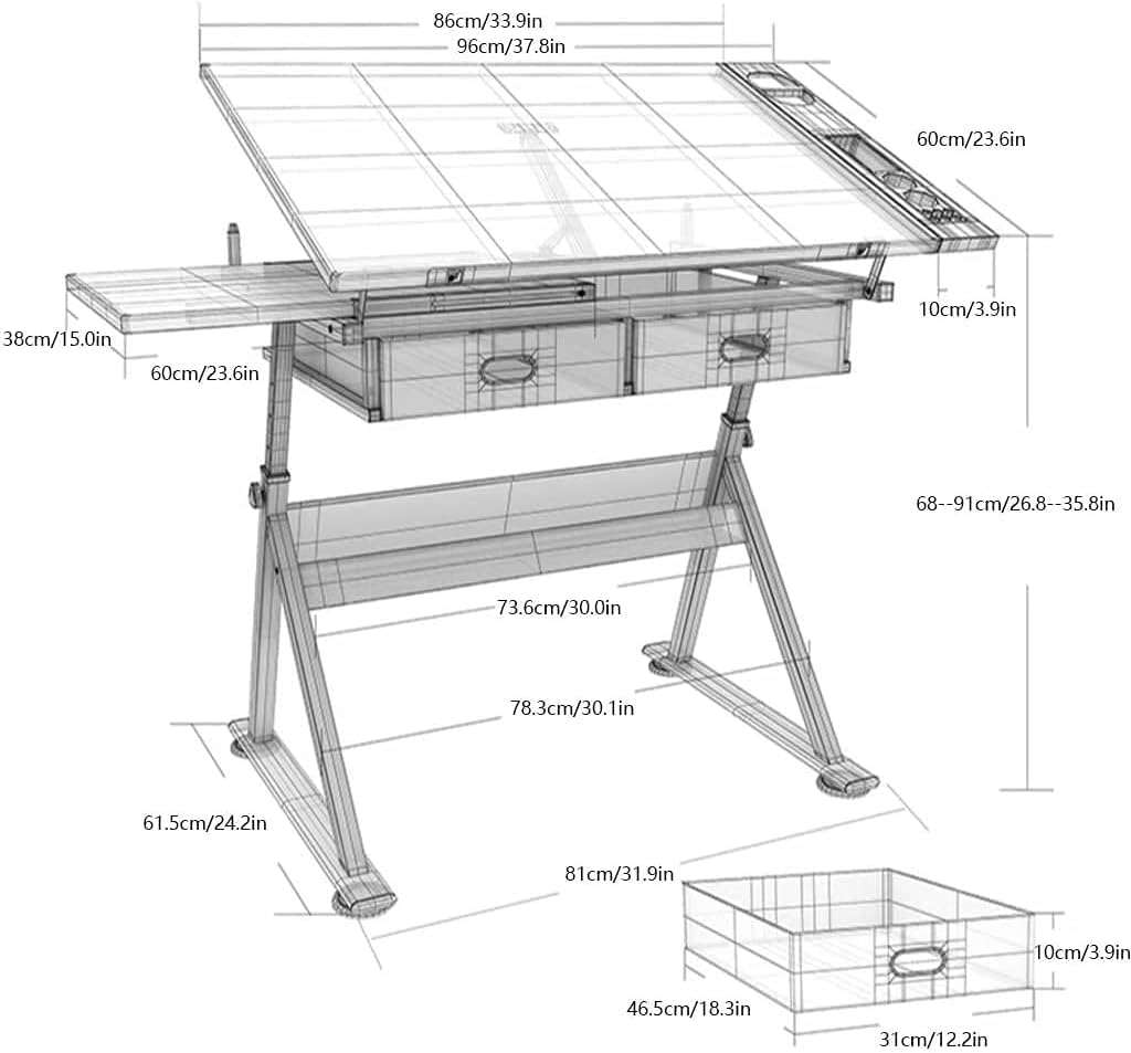 Drawing Tilting Tablet,Height Adjust Drafting Table,Drawing Desk with Adjustable Height for Art Design Drawing Writing Painting Crafting Drafting Work