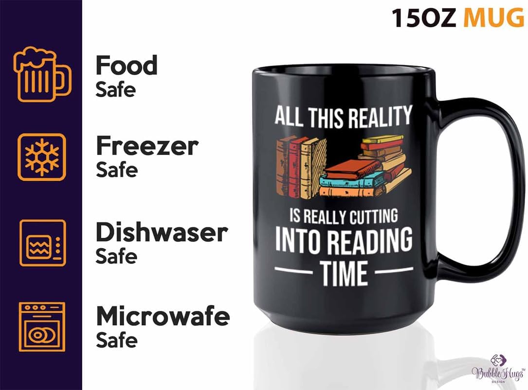 Reading Bookworm Coffee Mug 15oz Black - Into Reading Time - Reading Reader Book Worm I Know Things Book Addict Book Lover Bookish Novelist Librarian Writer