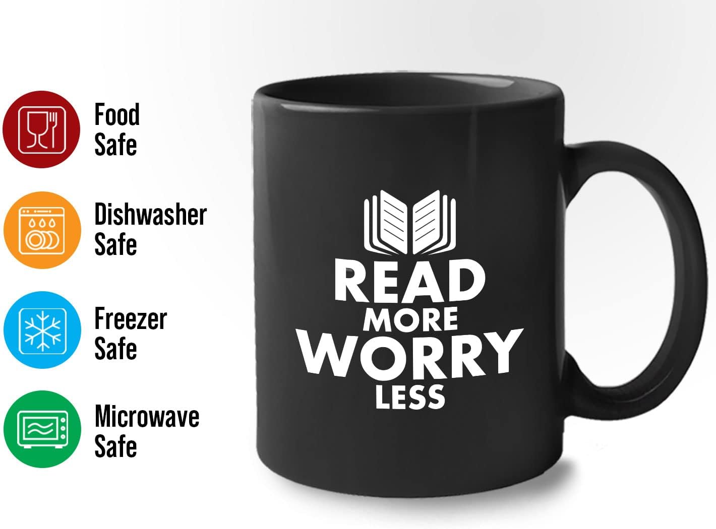 Book Lover Coffee Mug 11oz Black - read more - Literary librarian Literature Bookworm Historian Public Library Curator Bibliophile Bibliolater