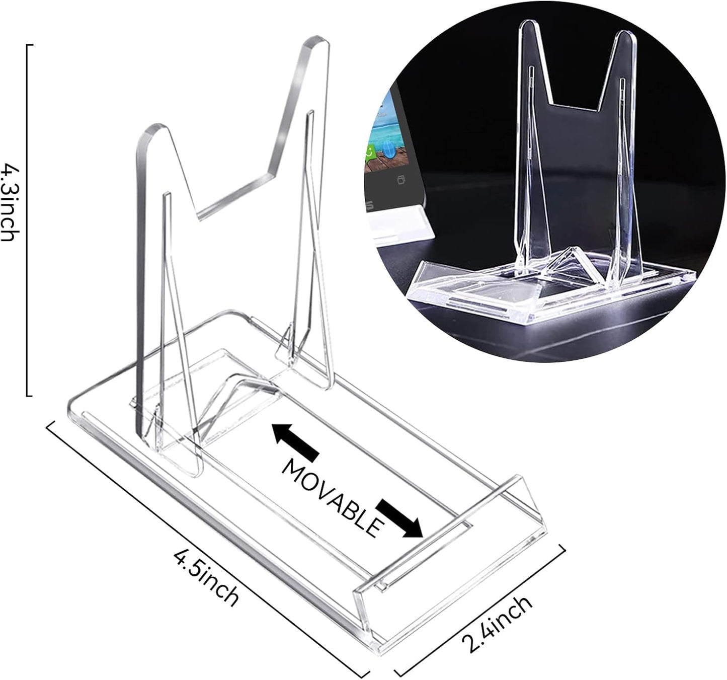 20 PCS Acrylic Plate Stand Clear Acrylic Adjustable Display Acrylic Display Easel Plate stands for Display Plate, Book, Picture, Phone, Card and home and Party Decorations