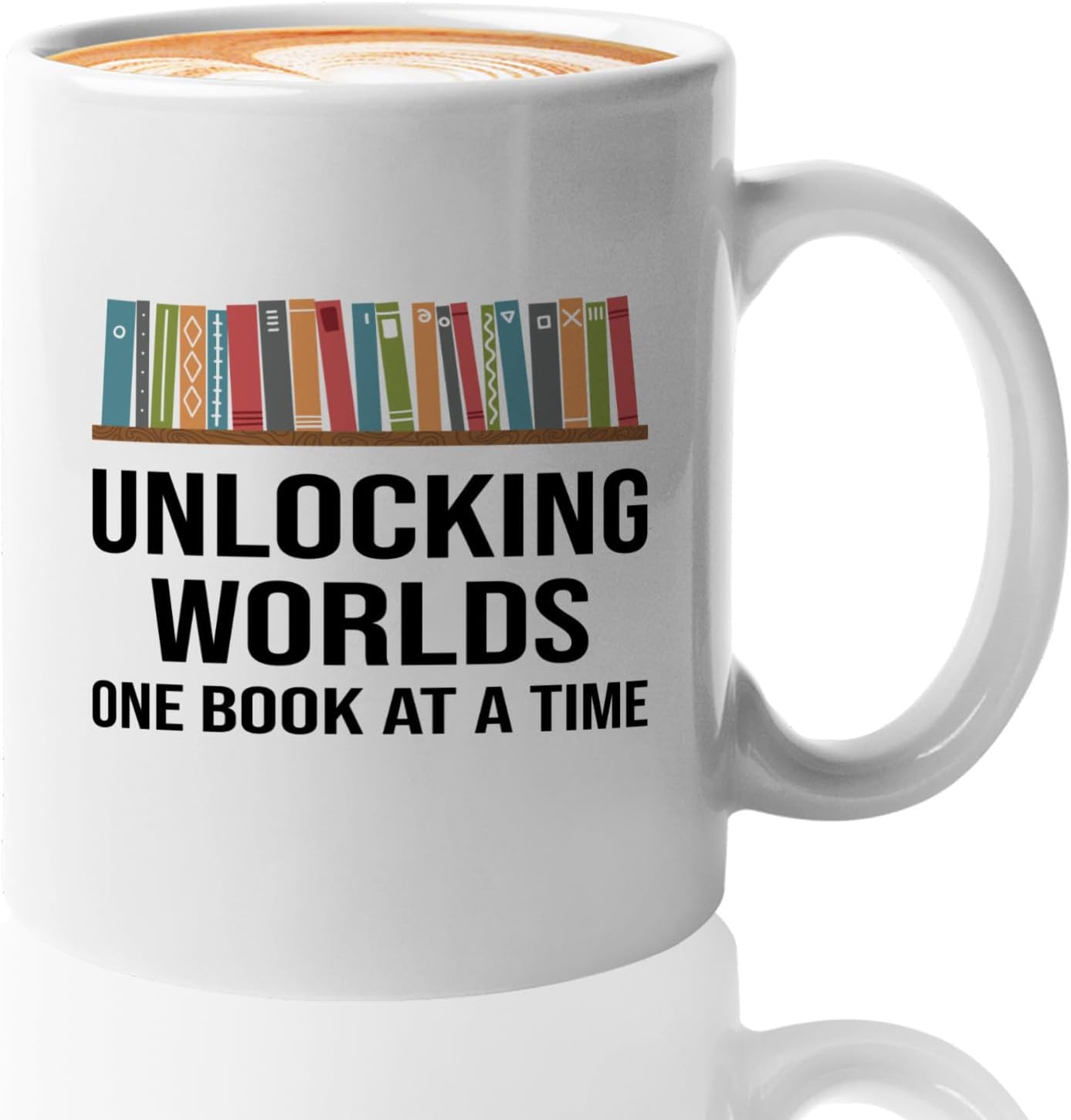 Book Lover Coffee Mug 11oz White -Unlocking Worlds - Gift For Poets Bookish People Bibliophile Librarian Book Club Reader